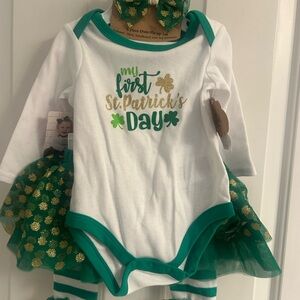 NWT-Baby Essentials 4-Piece First St. Patrick’s Day Outfit
